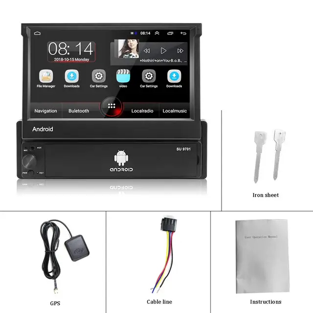 Multimedia player Android 8.1 1Din Touch screen GPS Wifi MP5 Bluetooth USB FM rear view camera
