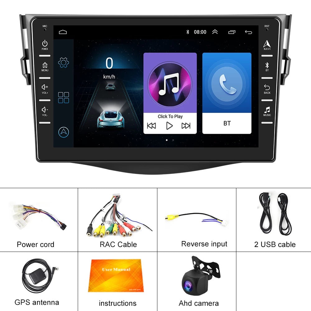 Toyota RAV4 Reprodutor de rádio 2Din Android 9.1 Auto Radio para 2007-2012 GPS Wifi BT FM