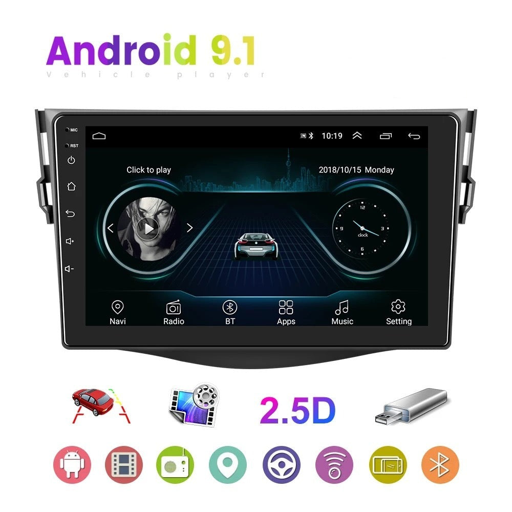 Toyota RAV4 Reprodutor de rádio 2Din Android 9.1 Auto Radio para 2007-2012 GPS Wifi BT FM